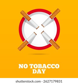 May 31st World No Tobacco Day concept design. No Smoking Day poster. Quit smoking banner. Crossed cigarettes for the prohibition of smoking or quitting smoking.  Vector Illustration.