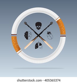 May 31st World No Tobacco Day. Diseases of cigarette. Vector. Illustration.