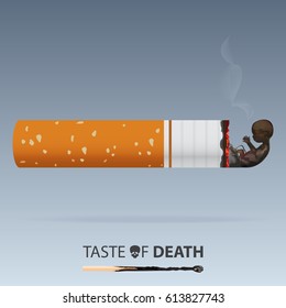 May 31st World No Tobacco Day. No Smoking Day Awareness. Graveyard form cigarette ashes. Stop Smoke Campaign. Vector. Illustration.