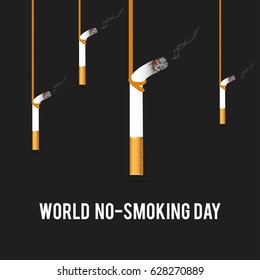 May 31st World No Tobacco Day. No Smoking Day Awareness. Poison of cigarette. Vector. Illustration. Cause of Cancer. Hanging Cigrattes