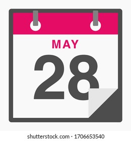May 38th Flat icon calendar isolated on white background. Vector illustration