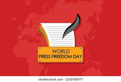 May 3rd. Happy Press freedom day. press day poster with paper and pen vector template.