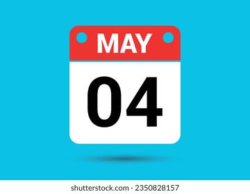 Mayo 4 Fecha calendario Icono plano Día 4 Ilustración vectorial