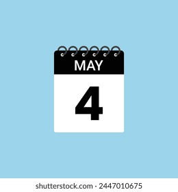 May 4 calendar reminder. 4th May Date Month calendar icon design template.