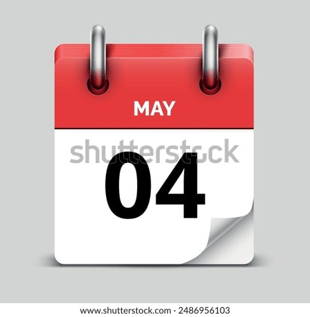 May 4 daily realistic red calendar icon date vector image