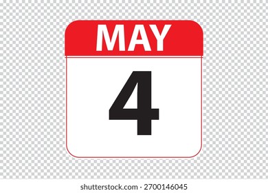 Icono de calendario de 4 fechas de mayo. Icono de calendario simple y moderno sobre fondo blanco.