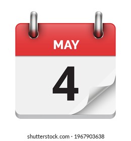 May 4 flat daily realistic calendar icon date vector image