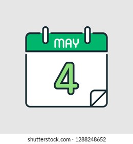 May 4. Flat icon calendar isolated on gray background. Vector illustration.