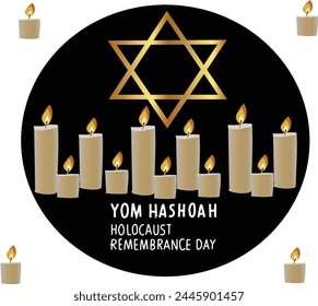 May 4 is YOM HASHOAH Vector illustration. 
Good for banner, poster, greeting card, party card, invitation, template, advertising, campaign, and social media. 
