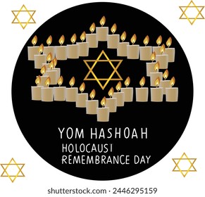 May 4 is YOM HASHOAH Vector illustration. 
Good for banner, poster, greeting card, party card, invitation, template, advertising, campaign, and social media. 
