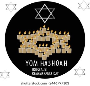 May 4 is YOM HASHOAH Vector illustration. 
Good for banner, poster, greeting card, party card, invitation, template, advertising, campaign, and social media. 
