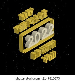 May the 4th be with you. 2022 Starry sky poster stars vector illustration