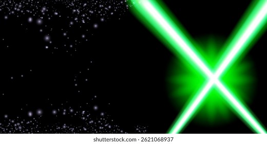 Que o 4º Esteja Com Você com neon brilhante espada laser verde. Star war day poster design template. ilustração vetorial