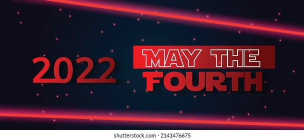 May The 4th. Vector illustration with glowing swords and stars.