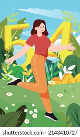 May 4th Youth Day, people jumping with joy, vector illustration