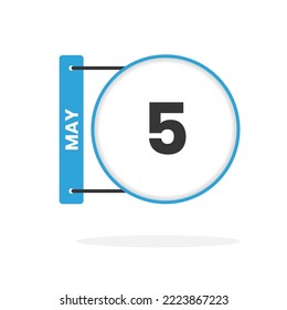 Icono del calendario 5 de mayo. Ilustración vectorial de icono de calendario de fecha, mes