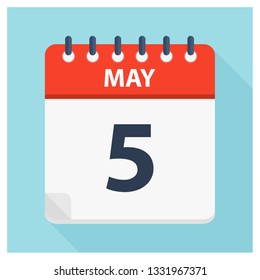 May 5 - Calendar Icon - Calendar design template - Business vector illustration.