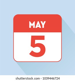 May 5 calendar icon red flat holiday birthday wedding day date