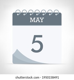 5. Mai - Kalendersymbol - Vektorgrafik. Graukalender.