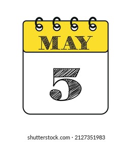 May 5 calendar icon. Vector illustration in flat style.