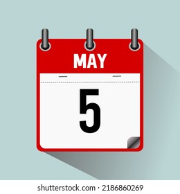 May 5, calendar icon vector illustration, isoleted on light blue background.