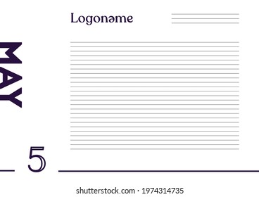 May 5 Calendar on notebook paper background with your logo