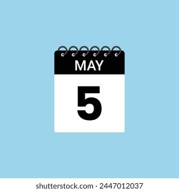Recordatorio del 5 de mayo. 5 de mayo Fecha Mes Plantilla de diseño de iconos de calendario.