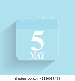 May 5 Daily Calendar Icon Date And Time Day Month Holiday Flat Designed Vector Illustration