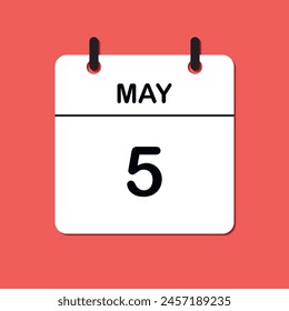 May 5. Daily Calendar icon for design. Simple design for business brochure, flyer, print media, advertisement. Easily editable.