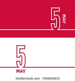 May 5. Set of vector template banners for calendar, event date.