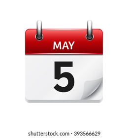 May  5. Vector flat daily calendar icon. Date and time, day, month. Holiday.