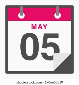 May 5th Flat icon calendar isolated on white background. Vector illustration