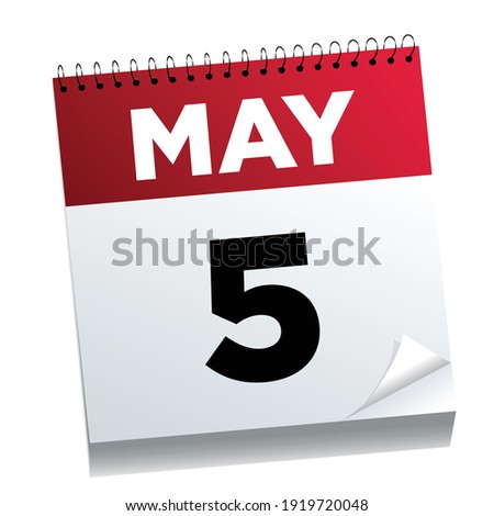 May 5th on a calendar page - illustrated. 