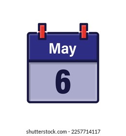 May 6, Calendar icon. Day, month. Meeting appointment time. Event schedule date. Flat vector illustration.