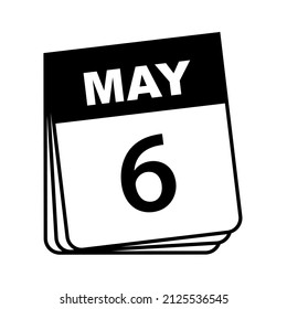 6 de mayo. Icono de calendario. Ilustración vectorial.