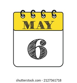 May 6 calendar icon. Vector illustration in flat style.