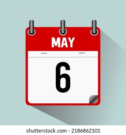 May 6, calendar icon vector illustration, isoleted on light blue background.