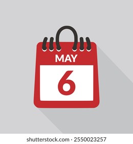 Mayo 6 Ilustración vectorial de iconos de Calendario.