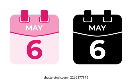 May 6 flat daily spiral calendar icon date vector image in matching color scheme. Suitable and perfect for design material, such as event or reminder. The best editable graphic resources.