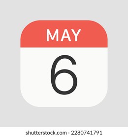 May 6 icon isolated on background. Calendar symbol modern, simple, vector, icon for website design, mobile app, ui. Vector Illustration