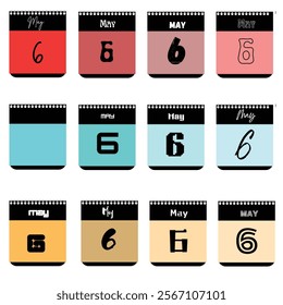 May 6th Calendar Designs: Various Typography and Color Options
