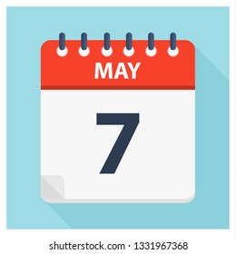 May 7 - Calendar Icon - Calendar design template - Business vector illustration.