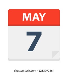 May 7 - Calendar Icon - Vector Illustration