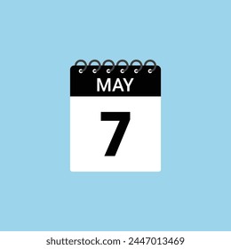 May 7 calendar reminder. 7th May Date Month calendar icon design template.