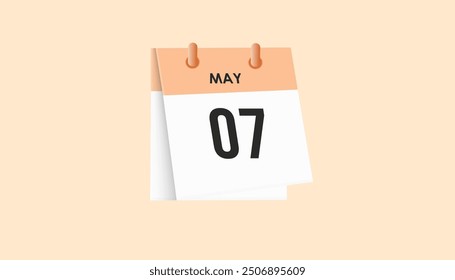 May 7 - calendar and Time planner. Daily Calendar Icon reminder. Vector Illustration.