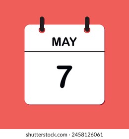 May 7. Daily Calendar icon for design. Simple design for business brochure, flyer, print media, advertisement. Easily editable.