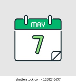 May 7. Flat icon calendar isolated on gray background. Vector illustration.