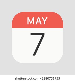 May 7 icon isolated on background. Calendar symbol modern, simple, vector, icon for website design, mobile app, ui. Vector Illustration