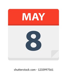 May 8 - Calendar Icon - Vector Illustration