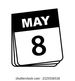 May 8. Calendar Icon. Vector Illustration.